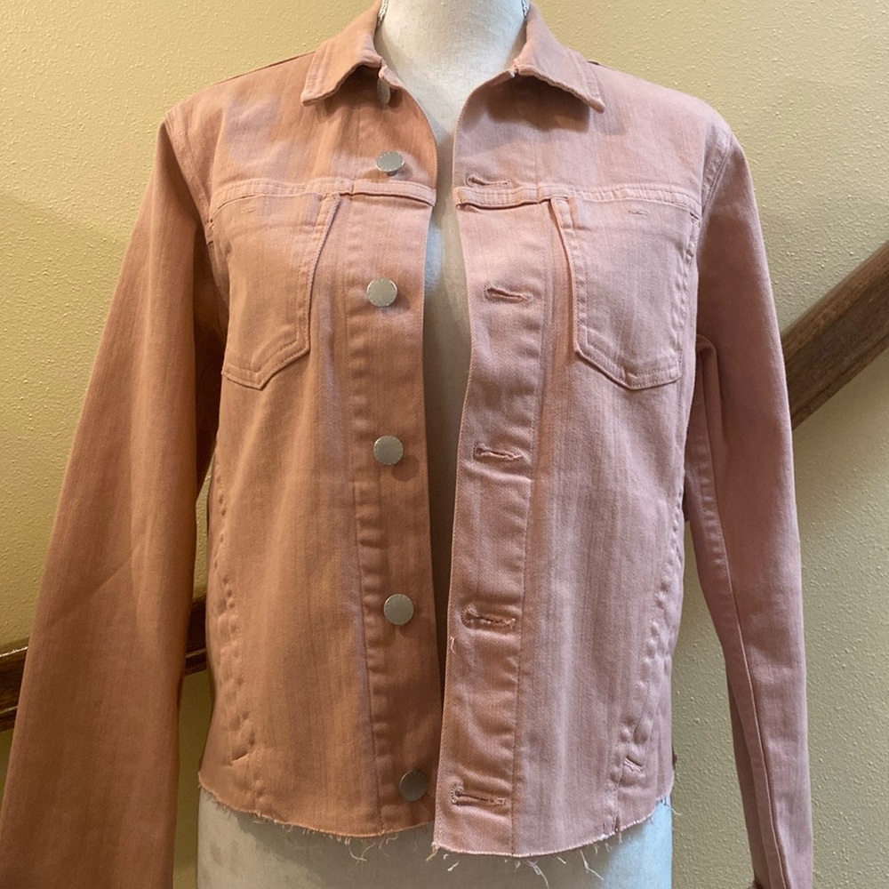 NWT! L’Agence Janelle Slim Fit Raw Hem Denim Jacket